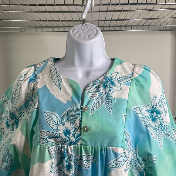Vintage Made in Hawaii Women's Green Hibiscus‎ Leaf Dress Size 10 Aloha Tropical - Picture 6 of 10
